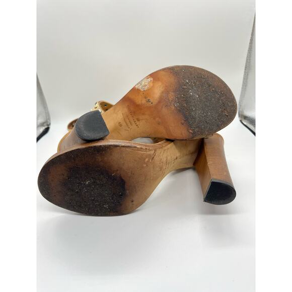 Isabel Marant Elvis Cream Studded Italian Leather Heel Strappy Sandal Sz 40 US 9 - Picture 13 of 16